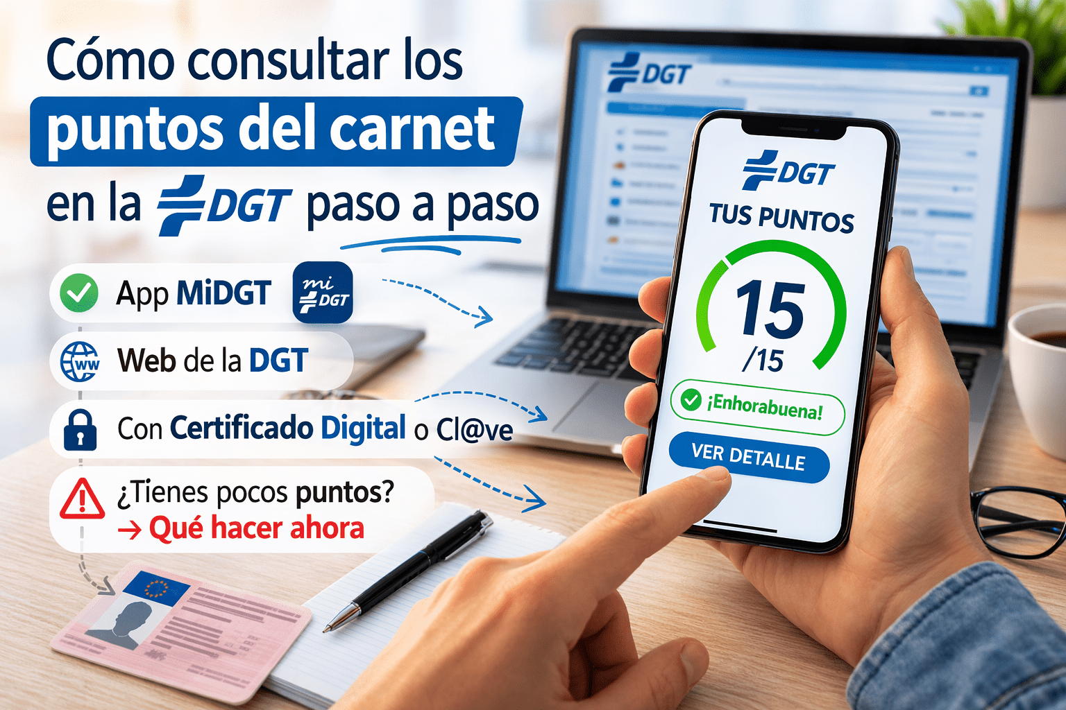 Consultar puntos DGT y saber los puntos del carnet paso a paso